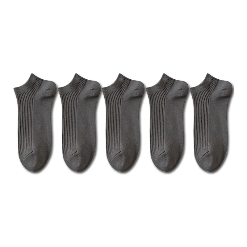 Mulong Family No-Show Socks Men's 5 Pack Iron Gray-0