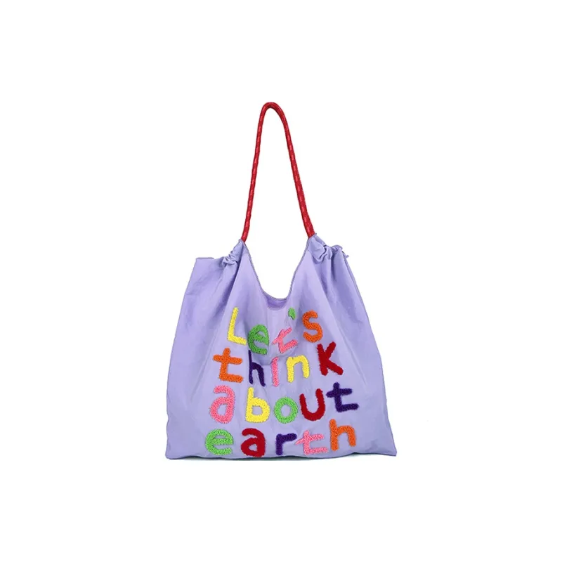 GKY Polyester Tote Bag Shopping Bag Shoulder Bags Unisex Yellow/Purple/Light Gray/Brown/Pink-6