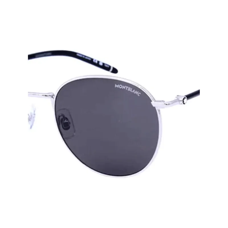 MONTBLANC Metal Oval Sunglasses Unisex Silver Black-2