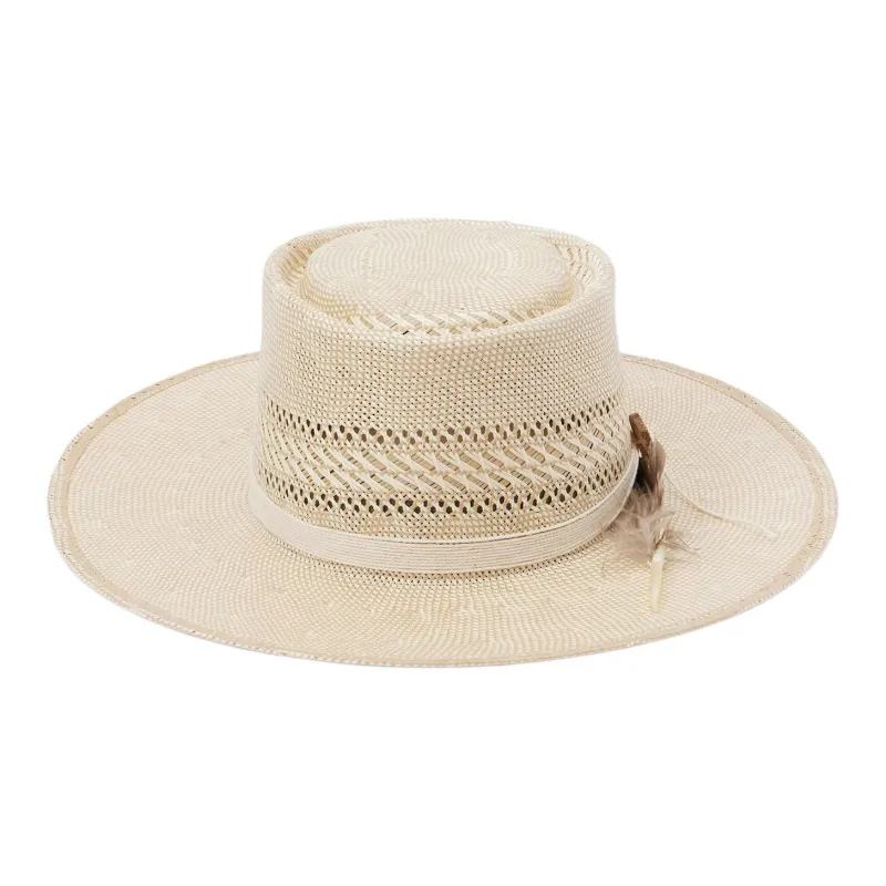 STETSON Genuine Leather Straw Cotton Sun Protection Hats Unisex Beige-3