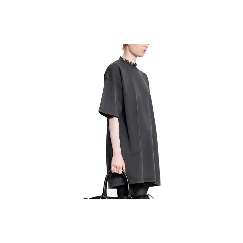 Balenciaga Pierced T Shirt Dress 'Black'-3
