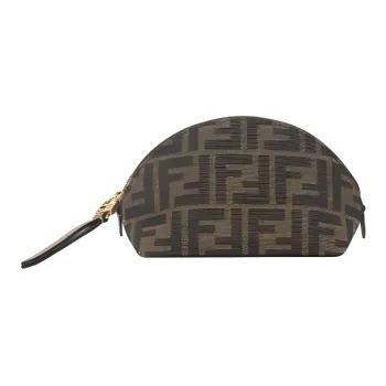 FENDI Baguette Jacquard Fabric Clutch Trumpets Women's Brown