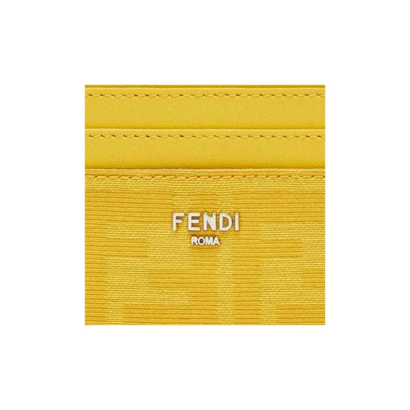 FENDI ROMA Jacquard Fabric Card Holder Regular Unisex Yellow-3