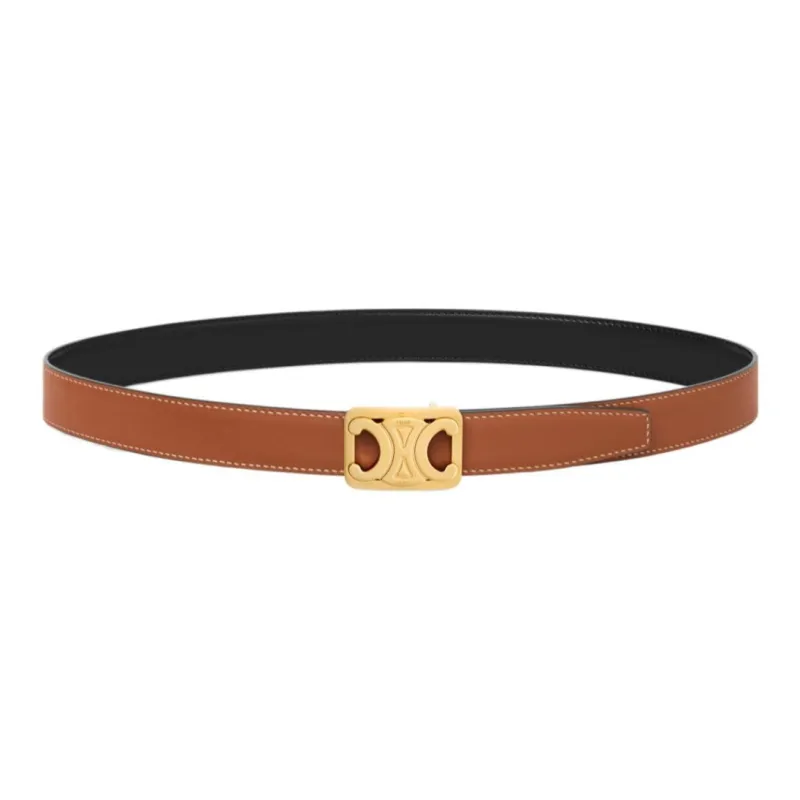 CELINE Medium Reversible Framed Triomphe Belt In Taurillon And Natural Calfskin-1