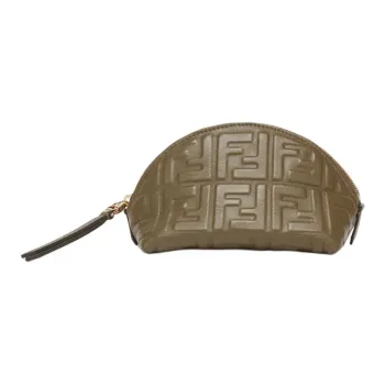 FENDI Baguette Leather Clutch Small Size Women's Green