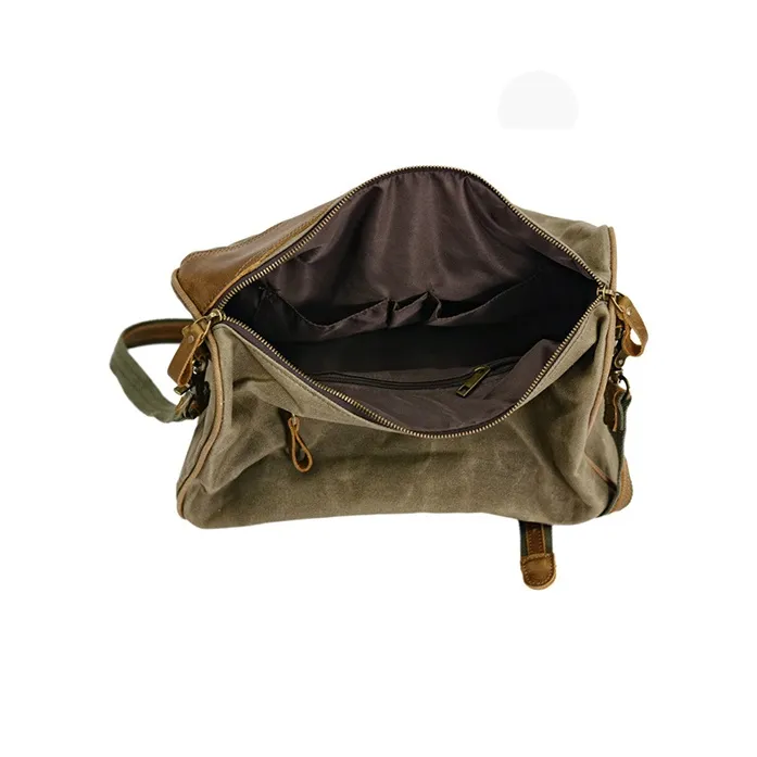 TTaG．baG Leather With Wax Canvas Shoulder Bag, Crossbody Bag Regular Men's Khaki/Army Green/Dark Gray/Black-4