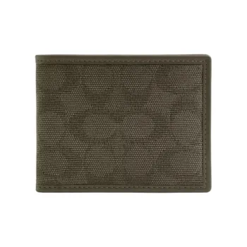 COACH Billfold Wallet Jacquard Canvas Card Holder Card Holder Mini Men's Army Green