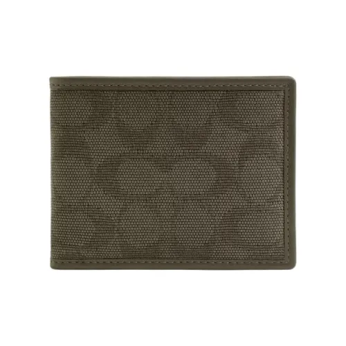 COACH Billfold Wallet Jacquard Canvas Card Clip Card Holder Mini Men's Army Green