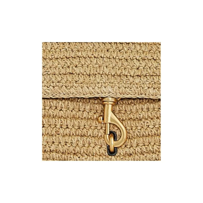 REBECCA MINKOFF Woven Straw Handbag Shoulder Bag Crossbody Bag Unisex Beige-3