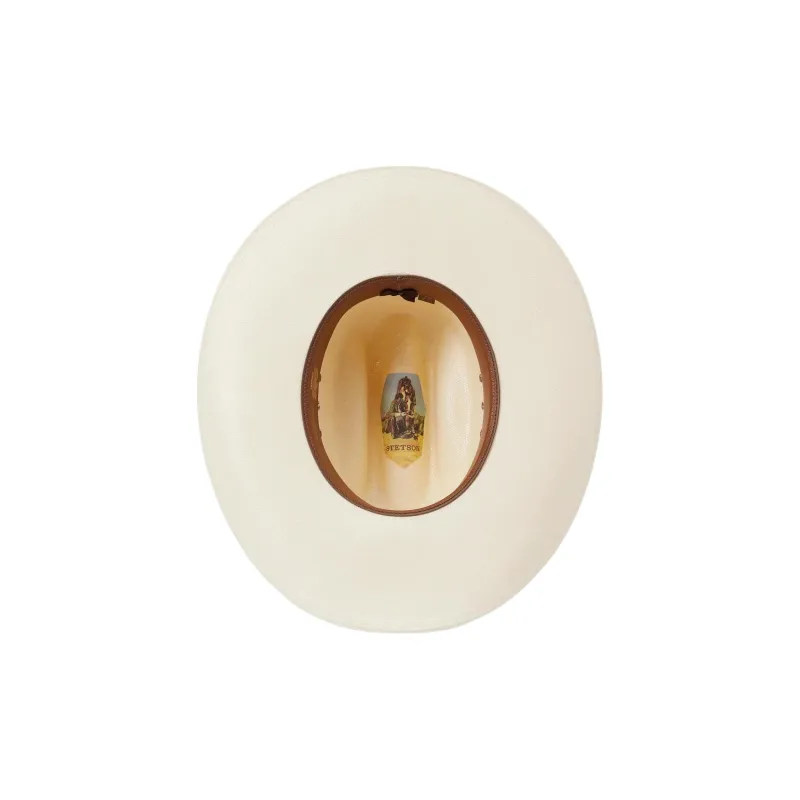 STETSON Straw Leather Sun Protection Hats Unisex Ecru-4