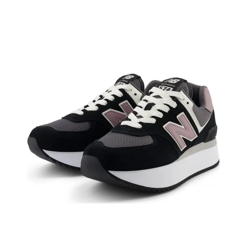 New Balance NB 574+ Anti Slip Wear Resistant Low Top Casual Running Shoes Women's Black-2