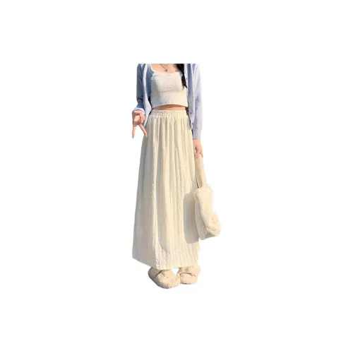 Rose Casual Long Skirts Women's Apricot