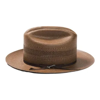 STETSON Straw Genuine Leather Sun Protection Hats Unisex Chocolate