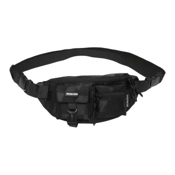 Huangmu Nylon Fabric Fanny Pack Crossbody Bag Sling Bag Regular Unisex White/Black