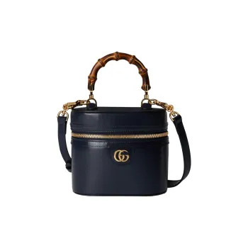 GUCCI Leather Handbag, Shoulder Bag, Crossbody Bag Mini Women's Dark Blue