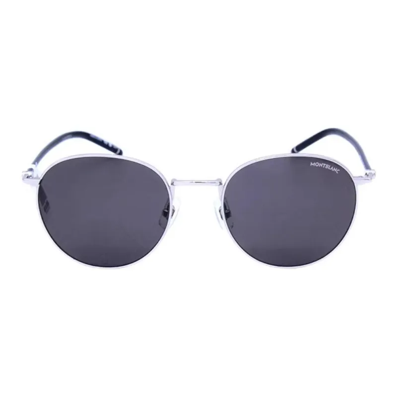 MONTBLANC Metal Oval Sunglasses Unisex Silver Black-1