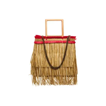 La Milanesa Raffia Handbag Shoulder Bag Medium Size Women's Beige