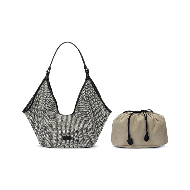 ROBERTA DI CAMERINO Fabric Beach Bag, Woven Handbag, Shoulder Bag Women's Brown/Black-7