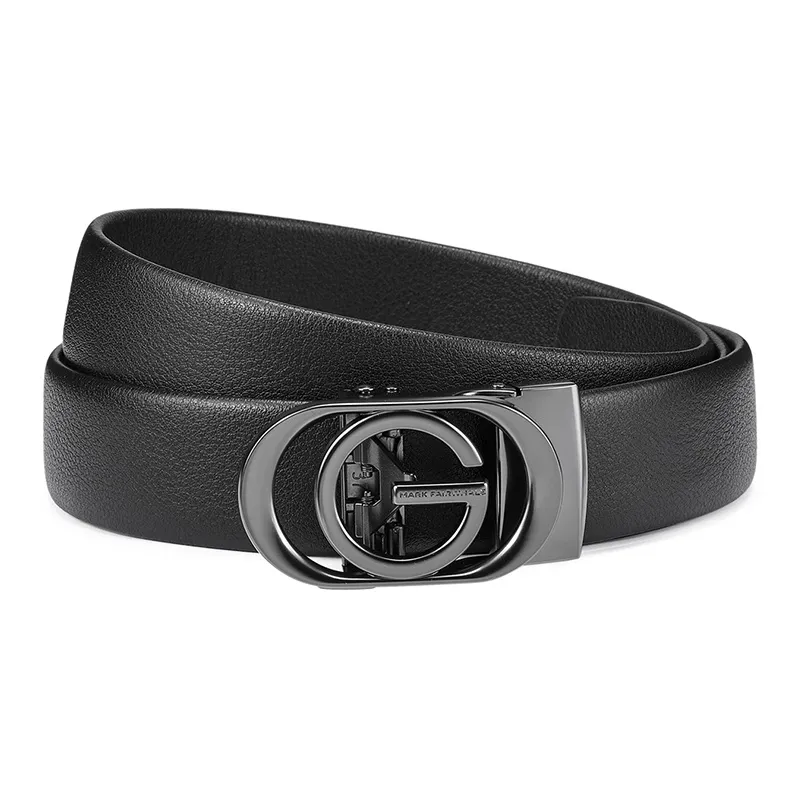 FAIRWHALE Genuine Leather Plain Weave Top Grain Cow Leather Alloy Automatic Buckle Belt Leather Belts Men's Width 3.5CM-2