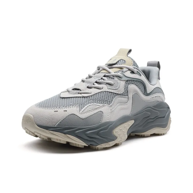 XTEP Surfing Lightweight Height Increasing Coverage Low Top Casual Shoes Men's Dove Gray/Plain Elegant Gray-2