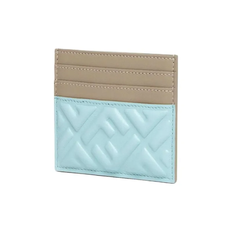 FENDI Leather Card Holder Unisex Light Blue-1