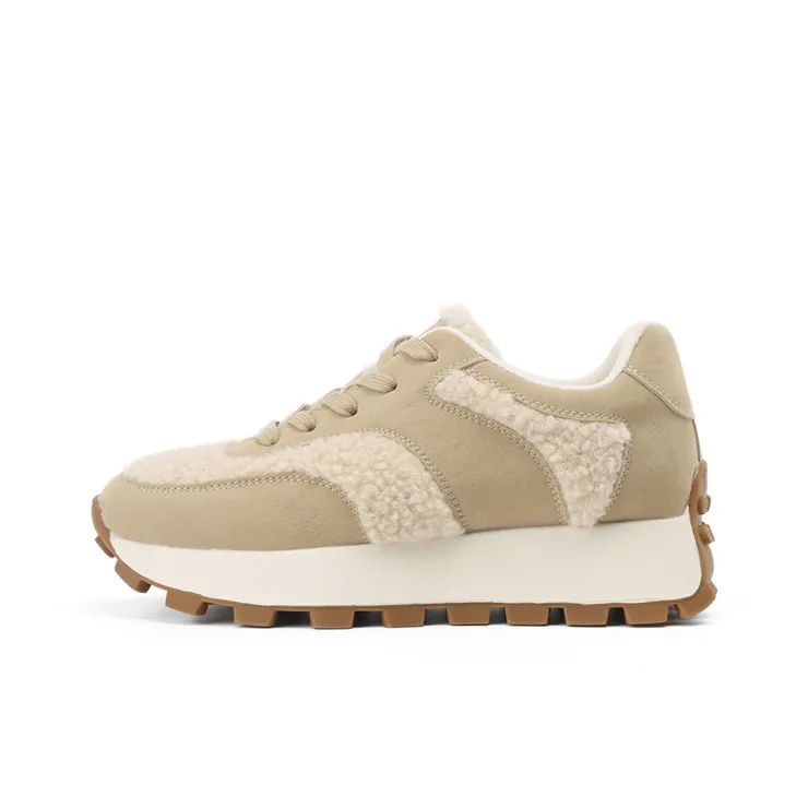 JOSINY Low Top Casual Shoes Women's Velvet Khaki-0