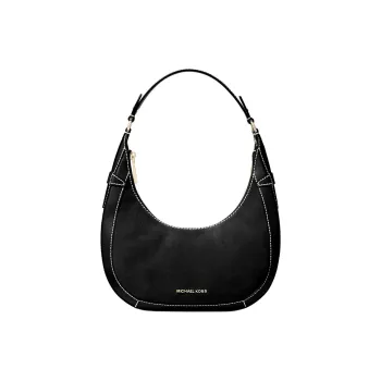 MICHAEL KORS Suede New Moon Handbag, Shoulder Bag Small Size Women's Black