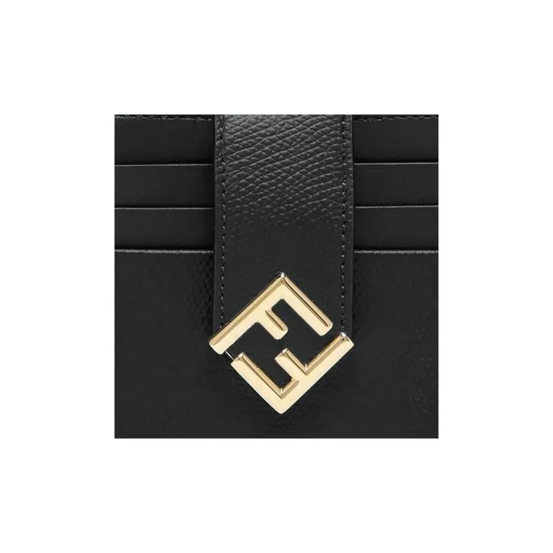 FENDI Cow Leather Card Holder Regular Unisex Black-4