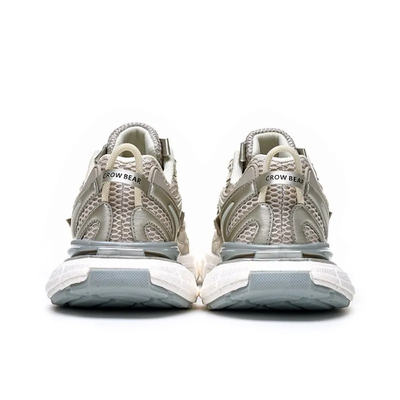 Crow Bear Genesis Series Cushioned Slip-Resistant Abrasion-Resistant Breathable Couple Chunky Sneakers Unisex Champagne-3