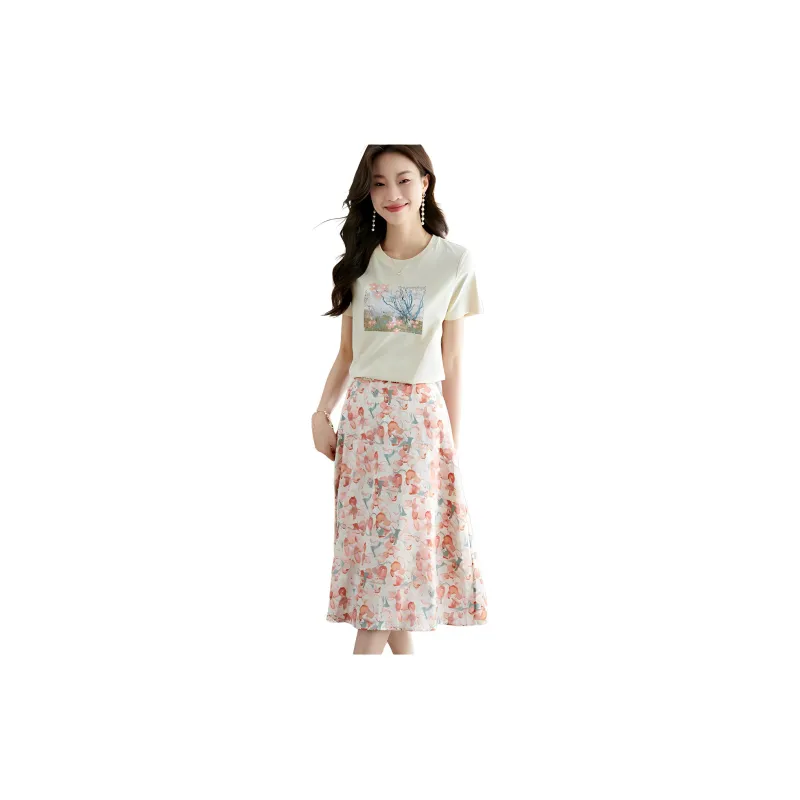 SLLSKY Skirt Set Women's Apricot Ice Cream-1