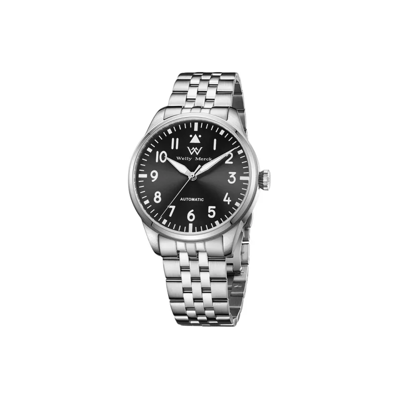 Welly Merck Automatic Mechanical Movement Watch Men's Watches Black Dial-3