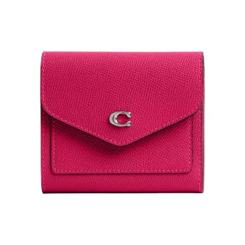 COACH Wyn Cross Grain Leather Wallet Small Size Women's Dragon Fruit Red