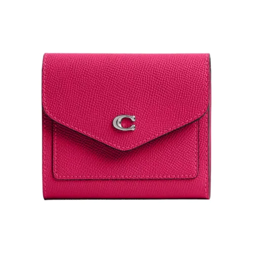 COACH Wyn Cross Grain Leather Wallet Small Size Women's Dragon Fruit Red