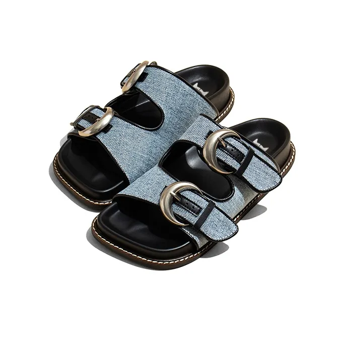Old Meow Square Toe Flat Lightweight Slide Slippers 2.5cm Women's-3