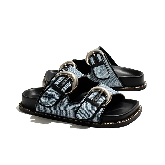 Old Meow Square Toe Flat Lightweight Slide Slippers 2.5cm Women's-2