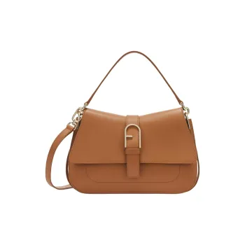 Furla Calfskin Shoulder Bag Crossbody Bag Handbag Medium Size Women's Red Brown