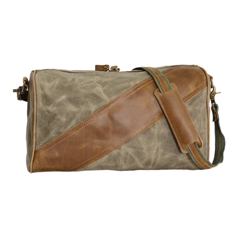 TTaG．baG Leather With Wax Canvas Shoulder Bag, Crossbody Bag Regular Men's Khaki/Army Green/Dark Gray/Black-5