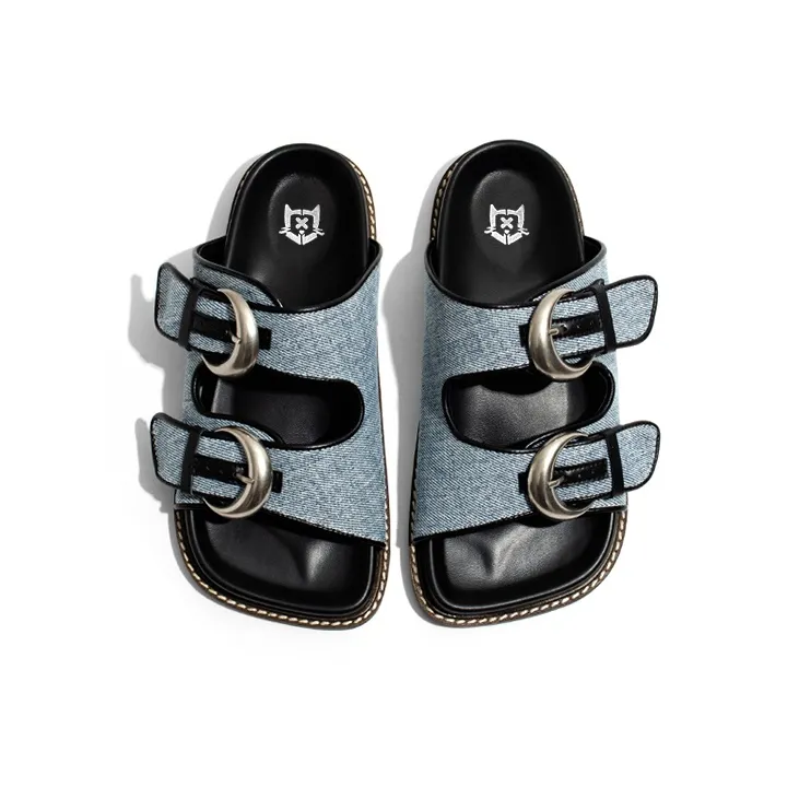 Old Meow Square Toe Flat Lightweight Slide Slippers 2.5cm Women's-4