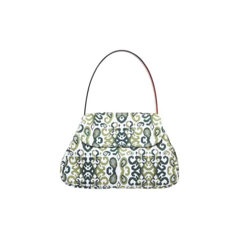 La Milanesa Velvet Handbag Medium Size Women's Green-0