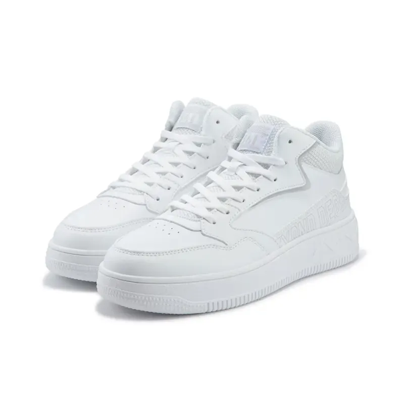 361° Coverage Abrasion Resistant High Top Skateboard Shoes Women's White Gray-2