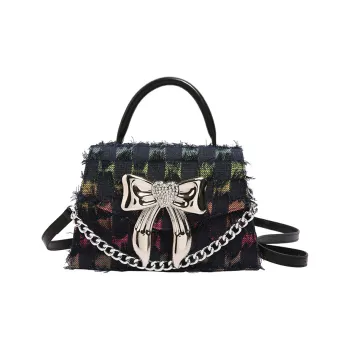 DALO PU Crossbody Handbag Women's Black/Blue Plaid/Blue Five Stars
