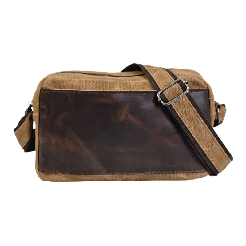 TTaG．baG Canvas With Cow Leather Crossbody Bag Regular Men's Khaki/Green/Black/Dark Gray-2
