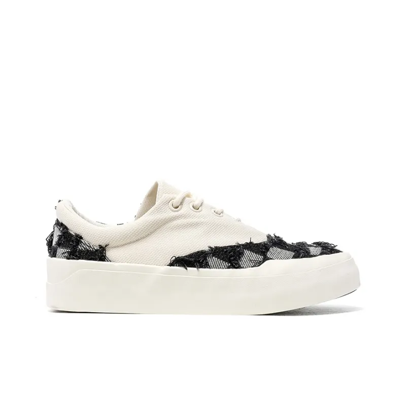 OUBT Niche Frayed Edge Irregular Low Top Canvas Shoes Unisex-7