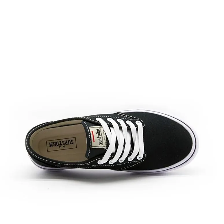 SUPSTORM Canvas Shoes Unisex Low Top Black-3