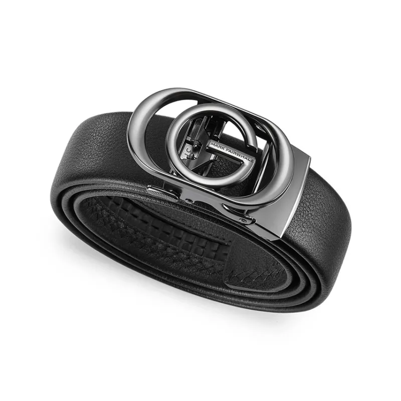 FAIRWHALE Genuine Leather Plain Weave Top Grain Cow Leather Alloy Automatic Buckle Belt Leather Belts Men's Width 3.5CM-3