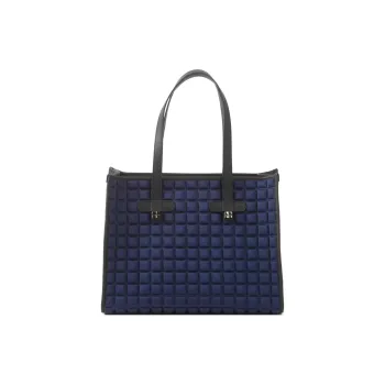 BPRIME 3D Cube Heat-Transfer Fabric Shoulder Bag Crossbody Bag Handbag Large Size Women's Curtain Blue