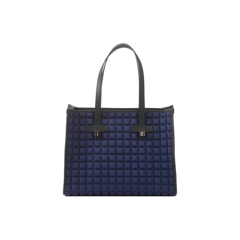 BPRIME 3D Cube Heat-Transfer Fabric Shoulder Bag Crossbody Bag Handbag Large Size Women's Curtain Blue-0