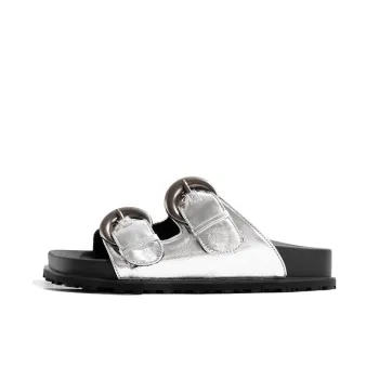 Old Meow Platform Buckle Slide Slippers 3cm Women's Silver