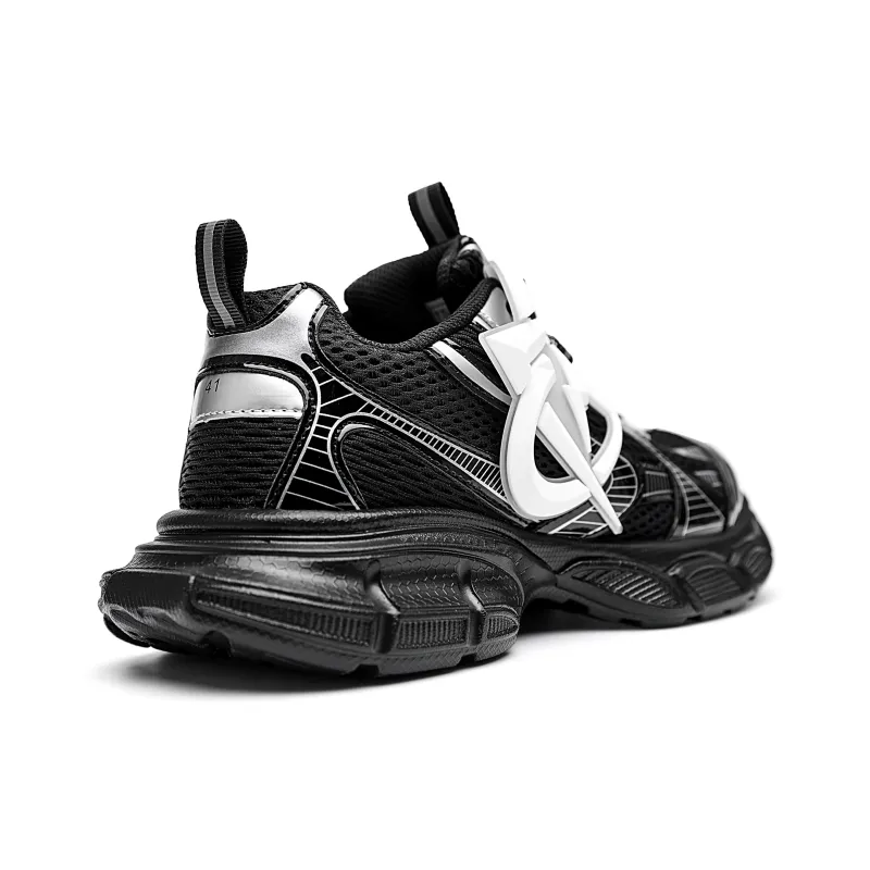 MVA Anti Slip And Wear Resistant Lightweight Low Top Chunky Sneakers Unisex Black White-2