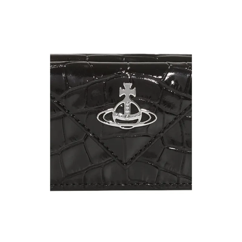Vivienne Westwood Crocodile Embossed Leather Wallet Women's Black-3